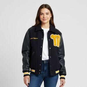 VTG Maverick Awards Womens S Navy Letterman Varsity Jacket Patches USA Quilted